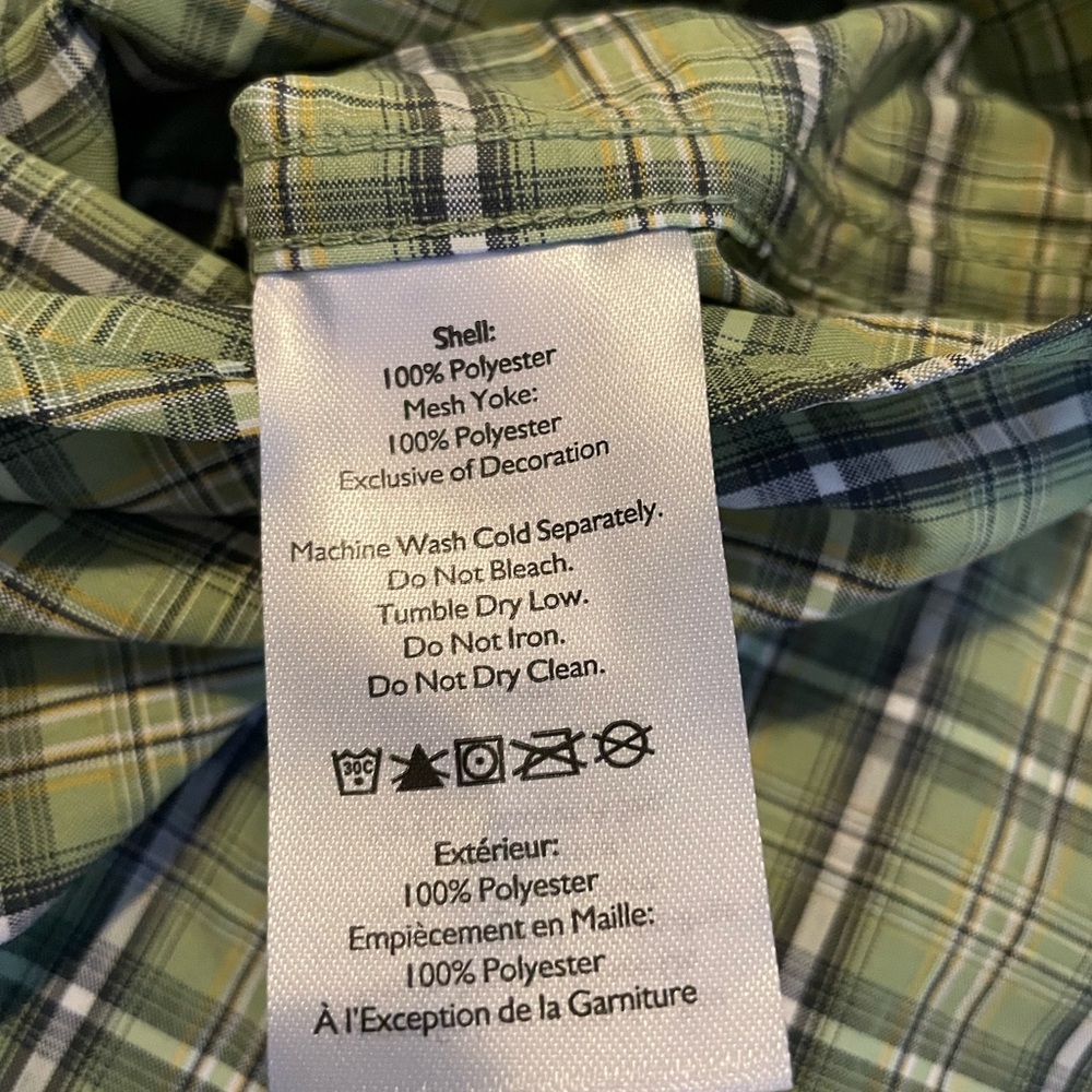 NWT Eddie Bauer UPF 30 Olive & Navy Plaid Short-Sleeve Shirt - Picture 6 of 6